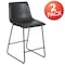 Flash Furniture 24" LeatherSoft Counter Height Barstools, Gray, PK2 2-ET-ER18345-24-GY-GG - alternate 7